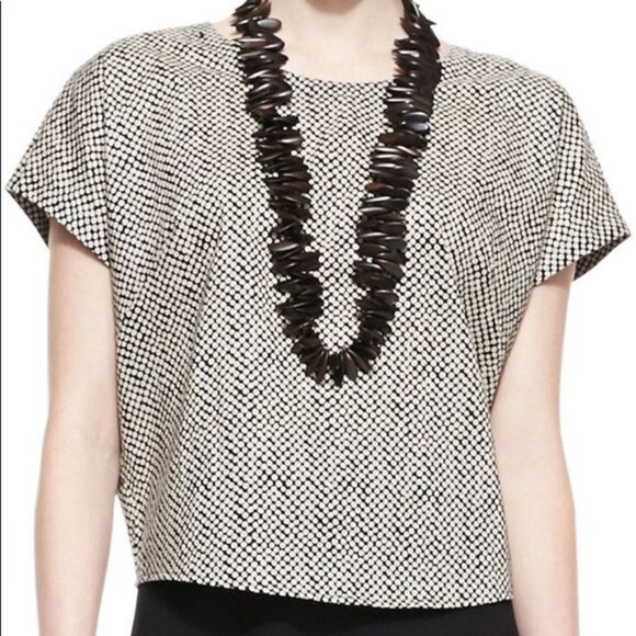 Eileen FIisher Black and Tan Cotton Top - Picture 1 of 10